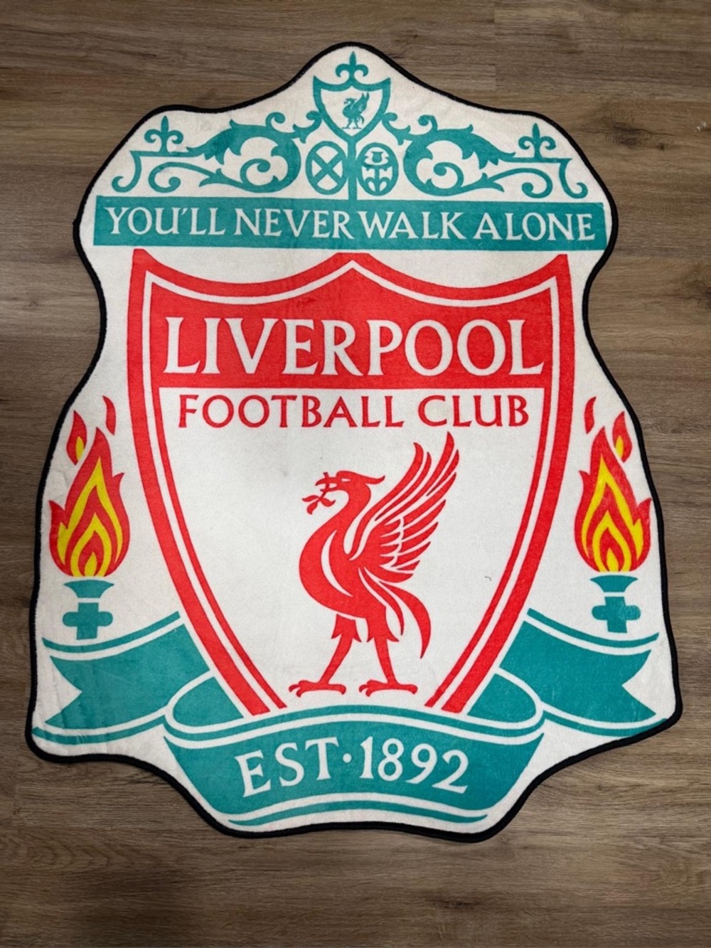 Liverpool FC Rug Mat Logo "You'll Never Walk Alone" Soccer Fan Decor,40x40 Ft